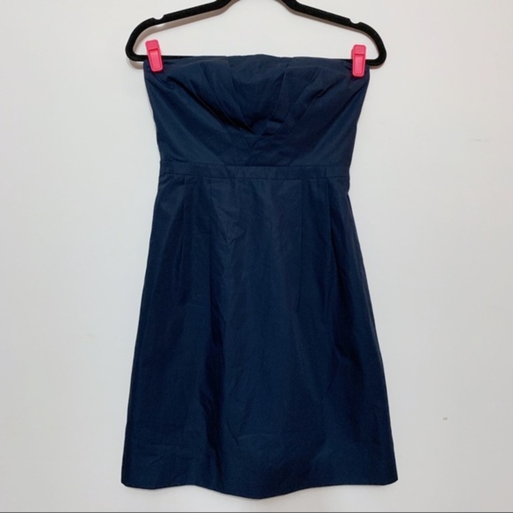 J Crew Navy Strapless Fit Flare Cocktail Dress Women Size 4